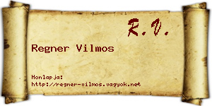 Regner Vilmos névjegykártya